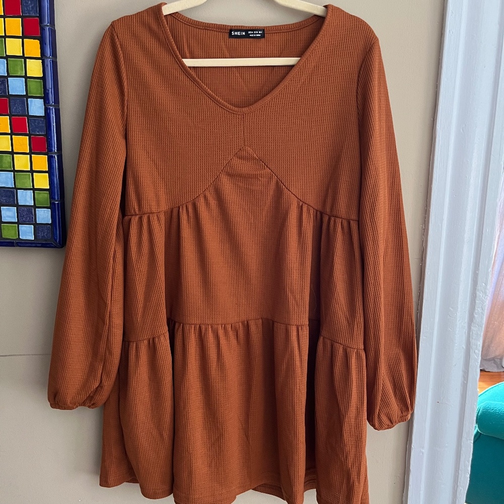 Shein long sleeve brown dress